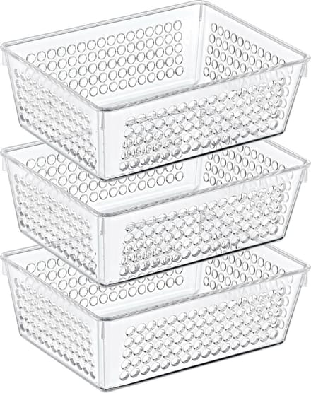 Storage Solutions Organizer/opbergmandje - 3x - kunststof - transparant - 1.2L - 18 x 13 x 6 cm