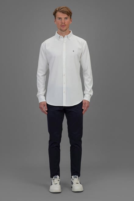 Laurent Vergne - Heren - Overhemd - Viscose - Wit - maat S - Slim fit