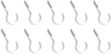 Dailygoods - Set van 10 Witte Gebogen Schroefhaken voor Bevestiging