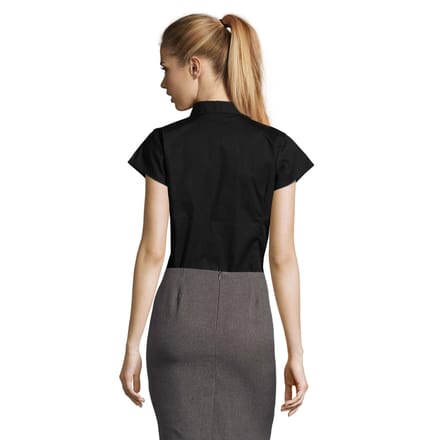 SOLS Dames/Dames Excess Stretch Blouse met Korte Mouwen (Zwart)