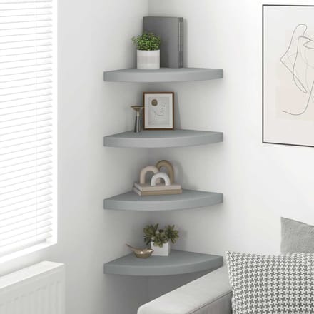 vidaXL - Hoekschappen - zwevend - 4 - st - 35x35x3,8 - cm - MDF - grijs
