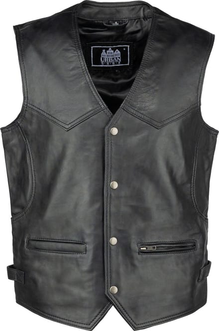 Urban 5884® - Billy - Leren - vest - heren - Zwart- lams leer - gewaxt - Maat L