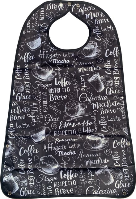 Secobed Wasbare slab voor volwassenen - Koffie print - Met drukknopen - 50 x 75 cm