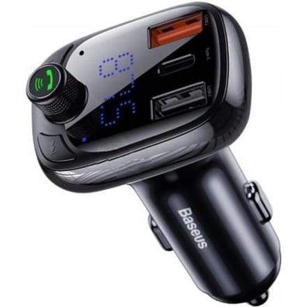 Baseus S-13 Serie - Bluetooth Ontvanger & Autolader - 28W - Zwart - LED-Display