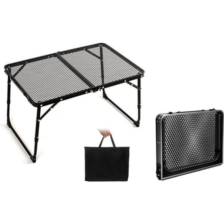 Table pliante de Camping, Table de pique-nique en plein air, Table de plage pliable, dessus en maille, Table de gril Height-increasing Type gray