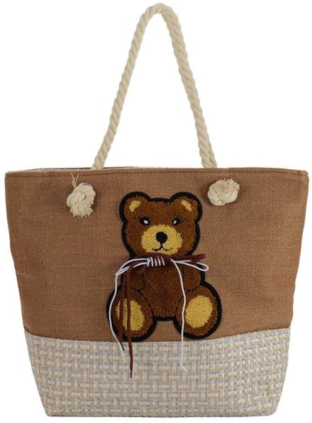 Strandtas Beer - Schattig en handig! - Met ritssluiting - 47 x 37 x 13 Cm - Damesdingetjes