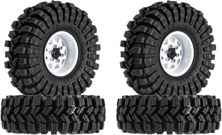 RC Crawler Banden - RC Banden Set - RC Auto Tuning - Metalen Beadlock Velgen - 1.0 Inch - Wit