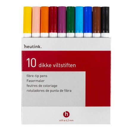 Viltstiften Dikkertjes assorti | extra dik | etui a 10 stuks | Heutink