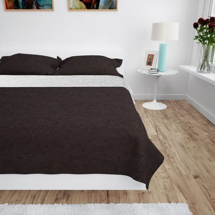 vidaXL - Bedsprei - dubbelzijdig - 170x210 - cm - quilt - crème - en - bruin
