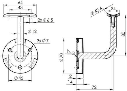 Handrailhouder Set - Trapleuning Bevestiging - Traprenovatie - Cliprosette Systeem - 42.4 mm Diameter - RVS