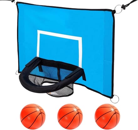 Trampoline Basketbal Hoepel - Kinderen Basketbal Set - Actief Spelen - Verstelbare Hoogte - 45x35cm - Blauw