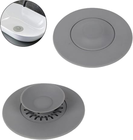 Wasbakplug set van 2 - Flexibel silicone - Haarfilter functie - Universele afvoerstopper - ShopVlot