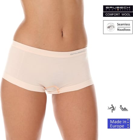 Brubeck Dames Ondergoed Boxershorts Naadloos met Merinowol - Beige - M