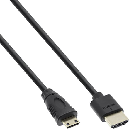 InLine® HDMI Superslim kabel A naar C, HS met ethernet,Premium,zwart/goud, 1,5m