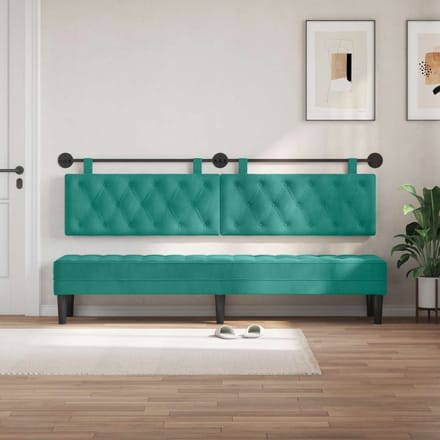 vidaXL - Hangend - hoofdbord - Turquoise - Fluweel