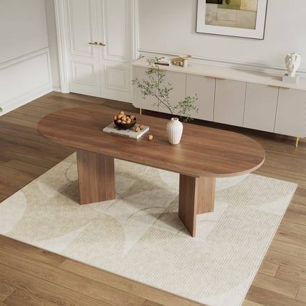 MODENUIT Eettafel - Uitschuifbaar Voor 4-8 Personen - Voor Eethoek En Dinerruimte - MDF Walnoot - 140/180x90 Cm