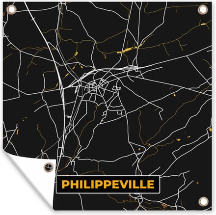 Tuindoek Goud - Philippeville - Plattegrond - Kaart - Stadskaart - 100x100 cm