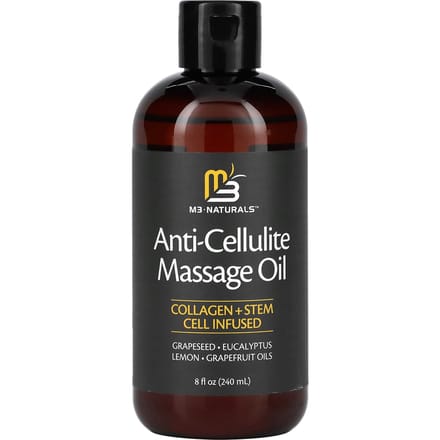 M3 Naturals, Huile de massage anti-cellulite, 8 fl oz (240ml) black