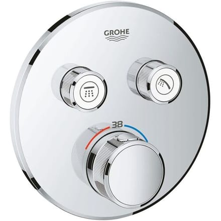 Grohe Grohtherm SmartControl thermostat ready-mount set with 2 shut-off valves, round design 29119000