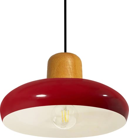 Bamyum Androa 1flame E27 Plafondlamp Binnen Rood Metaal Hout Industriële Lamp