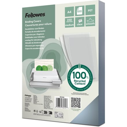 Voorblad Fellowes A4 PET 250micron recycled 100 stuks