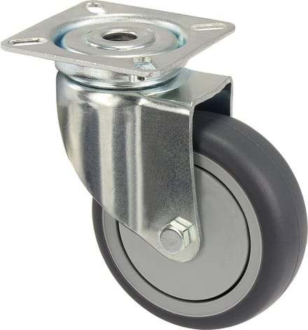 Wovar Zwenkwiel 75 mm Rubber met Plaat | Per Stuk