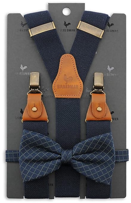 Sir Redman - Bretels met strik - bretels combi pack Essential Simon - blauw