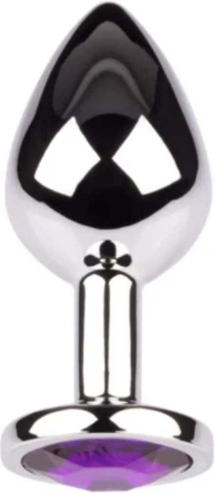 Plug It Strass Buttplug Large Zilver/Paars