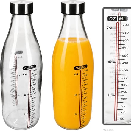 2er Set FLASCHE ORGANIC 1L met deksel & schaal van glas – 67364