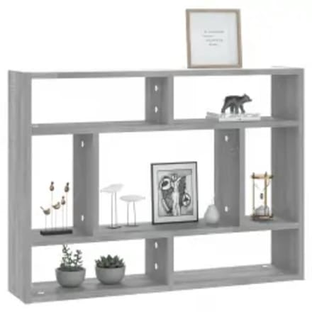 vidaXL - Wandschap - 75x16x55 - cm - bewerkt - hout - grijs - sonoma - eikenkleurig