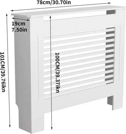 Eszenzics™ Slanke Radiatorombouw - Model Horizontaal S - Stabiele MDF uitvoering - Decoratief wit - Plintuitsparing - 101x78x19 cm