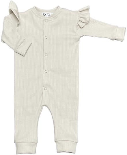 Boxpakje ruffle - Rib Jersey - Natural beige - maat 44