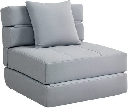 HOMCOM Slaapfauteuil - 2-in-1 Bedfunctie - Compact Ontwerp - Lichtgrijs
