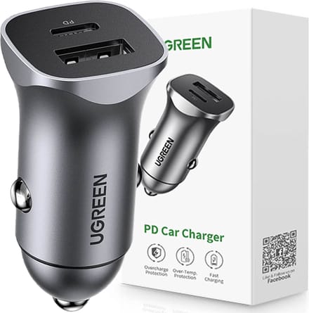 UGREEN 3.4A Autolader 30W Snellader met Power Delivery en Quick Charge