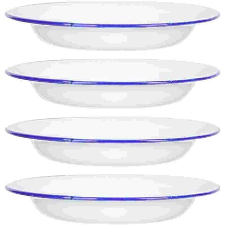 4 Stuks Emaille Bord Multifunctioneel Schaal Multifunctioneel Sashimi Voedsel Gestoomde Borden Keukenborden Platte Randen Wit Retro Schalen wit