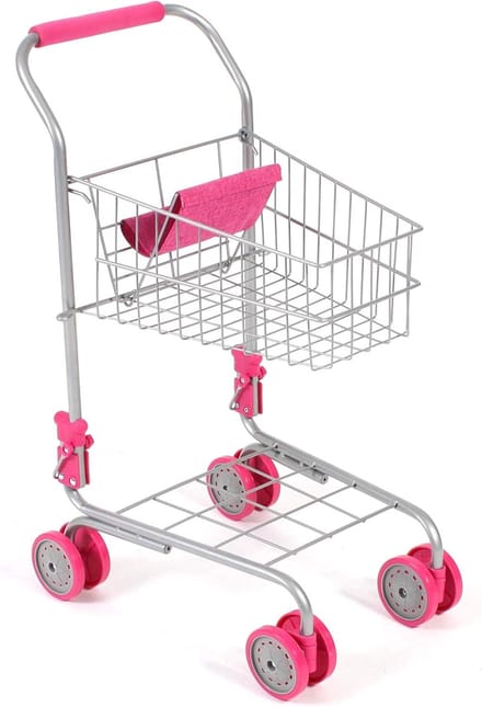 Speelgoed supermarktwagen met poppenzitje voor kinderen, roze