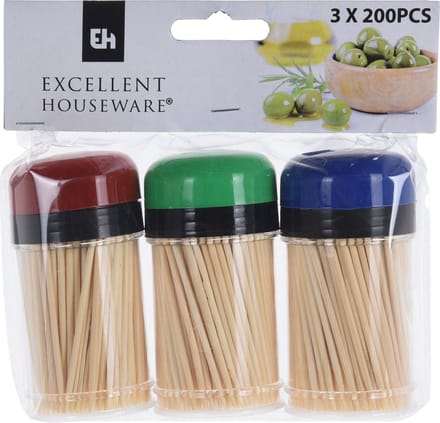 Excellent Houseware - Bamboe Cocktailprikkers - 150 Stuks - 3 Pakken
