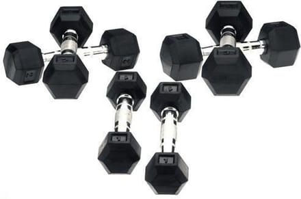 Hexa Dumbells - 2 x 4 kg - Zilver/Zwart