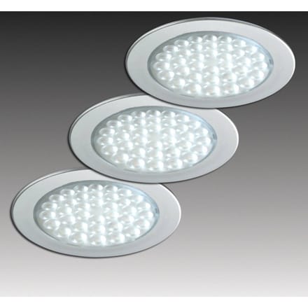 Hera R 68-LED inbouwspot in roestvrijstalen look, set van 3