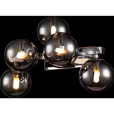 Maytoni Dallas wandlamp met 5 glasbollen, chroom