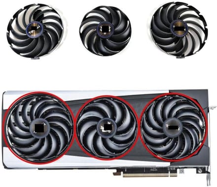 Grafische kaart ventilator - Component koeling - Computer koeling - Drie ventilatoren - 95mm - Zwart