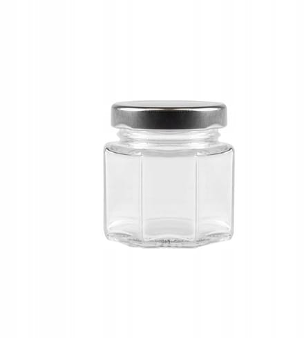 Bimberek - Zeskantige Glazen Pot - 30ml - Zilveren Deksel - Hoge Kwaliteit