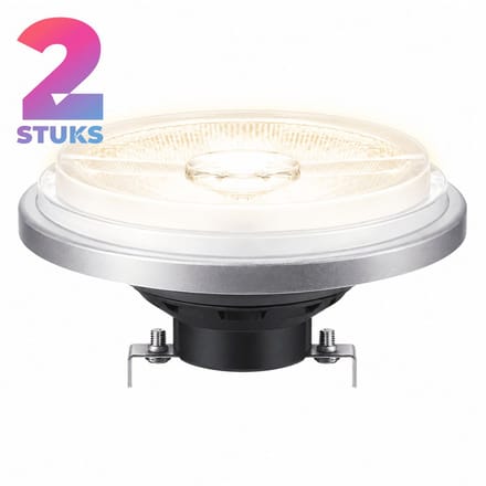 2x Reflector Led-lamp G53 - 15W - Koel Wit Licht (4000K) - 830 lm - 40 jaar - Dimbaar - 12V - Master LED AR111
