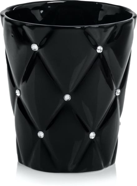 Polnix - Glanzende Keramische Bloempot - Zwart - 15 cm - Met Strass