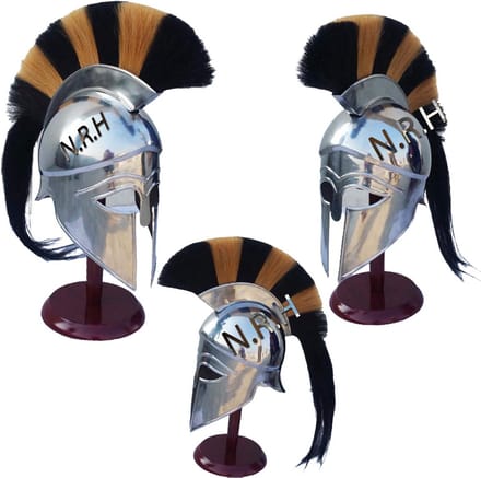 Griekse Helm - Middeleeuwse Helm - Kostuum Accessoire - Natuurlijke Plume - Zwart