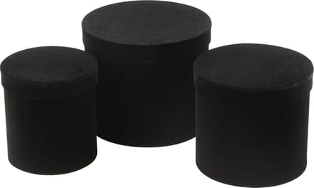 J-Line doos Rond - fluweel/papier - zwart - 3 stuks