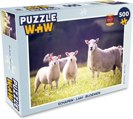 Puzzel Schapen - Lam - Bloemen - Legpuzzel - Puzzel 500 stukjes