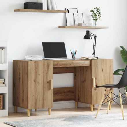 vidaXL - Bureau - Artisan - Eiken - Bewerkt - hout - 140 - x - 50 - x - 75 - cm