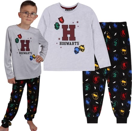 Harry Potter - Grijs-Zwarte Jongenspyjama met Lange Mouwen / 122cm