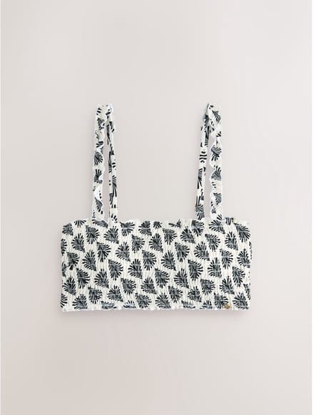 Next - Dames - Gesmokte bandeaubikinitop - Crème
